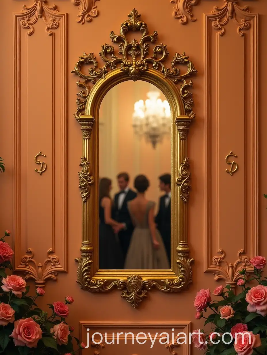Baroque-Keyhole-on-PeachColored-Doors-with-Floral-Accents-and-Ballroom-Scene