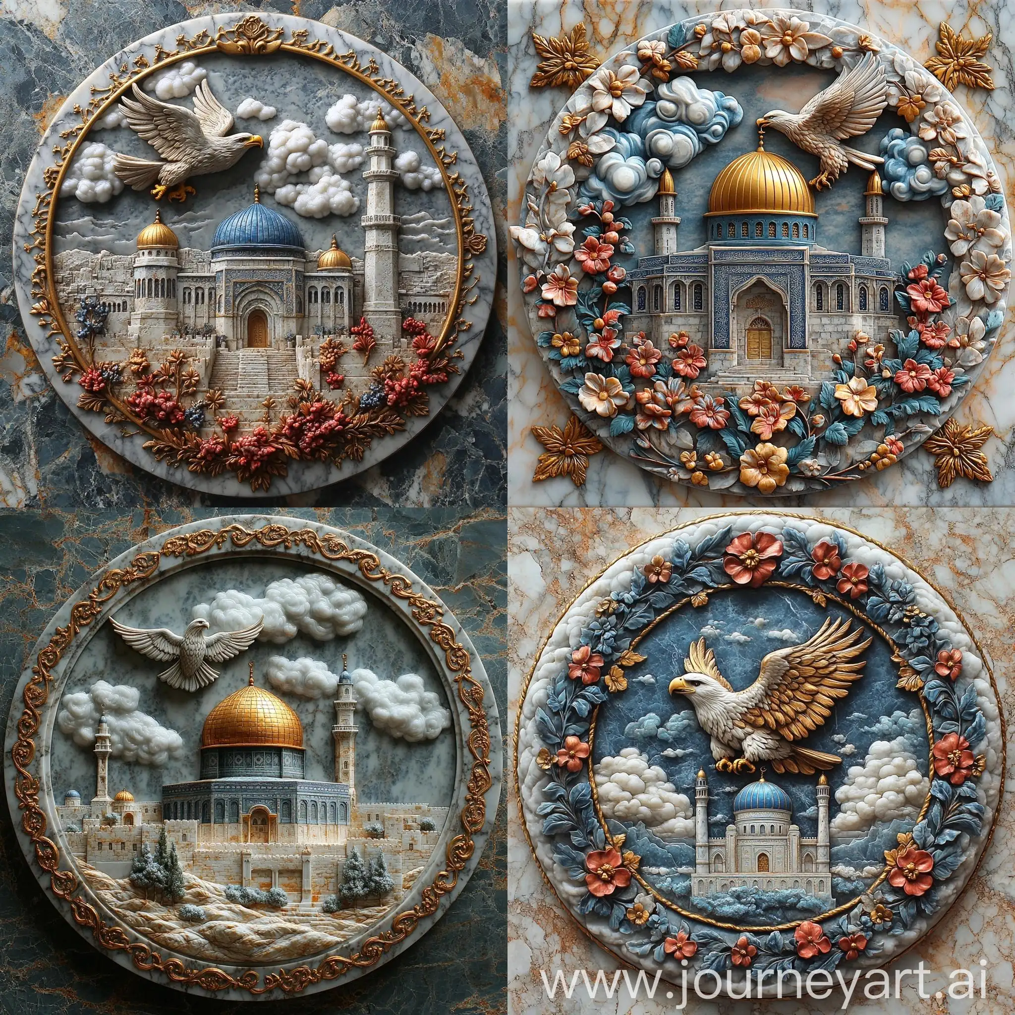 Embossed-Eagle-Over-Blue-AlAqsa-Shrine-with-Islamic-Floral-Design