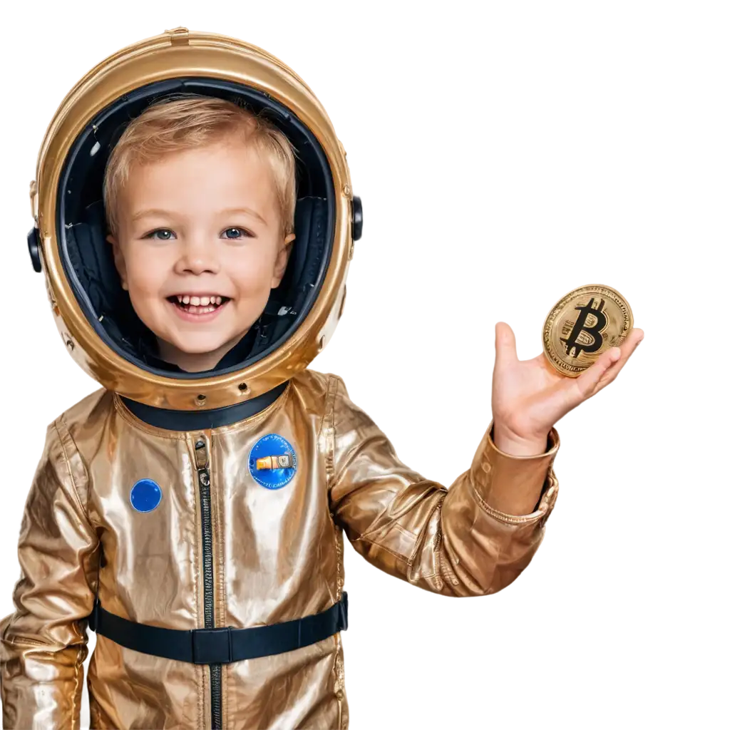 PNG-Image-of-a-Happy-2YearOld-Toddler-in-a-Space-Suit-Holding-a-Bitcoin