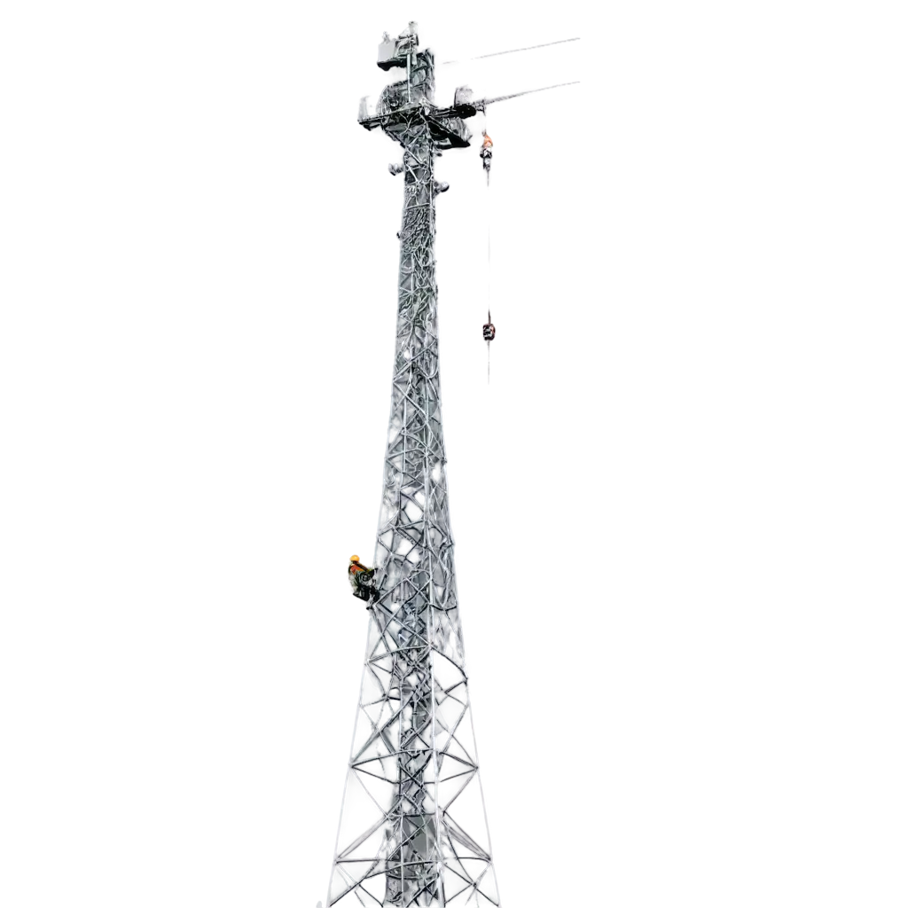 PNG-Image-of-a-Worker-at-a-Telecommunication-Tower-HighQuality-Visual-Representation