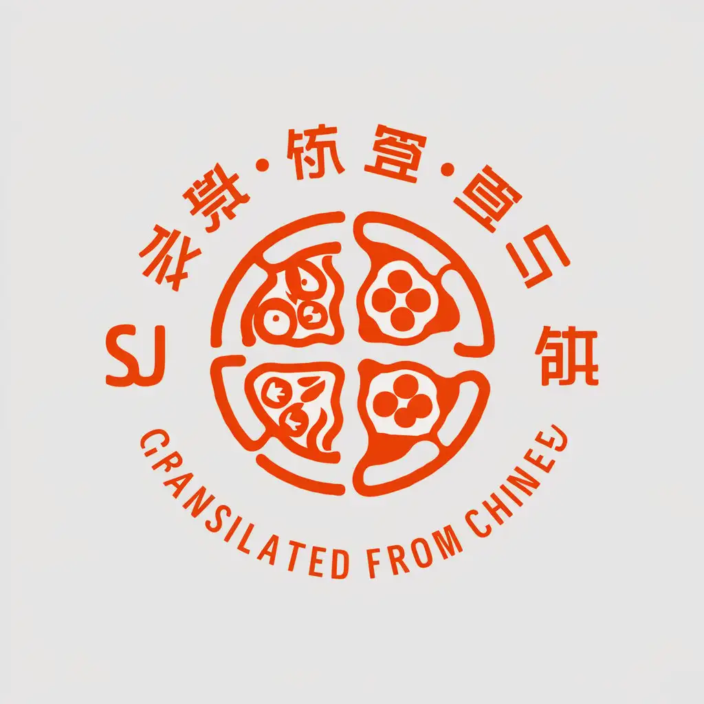 a vector logo design,with the text "su (translated from Chinese)", main symbol:Chinese style, single slice pizza, orange,complex,be used in Restaurant industry,clear background