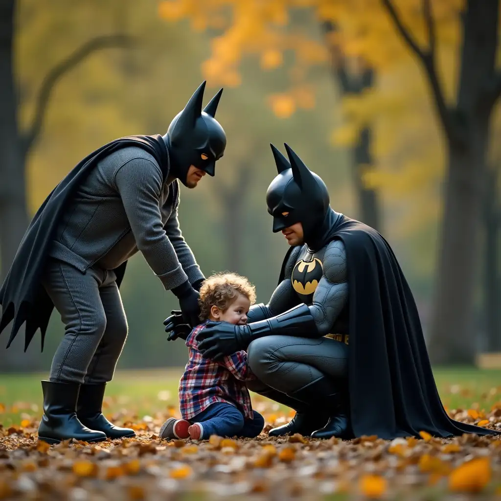 Batman-Playing-with-a-Child-in-a-Park