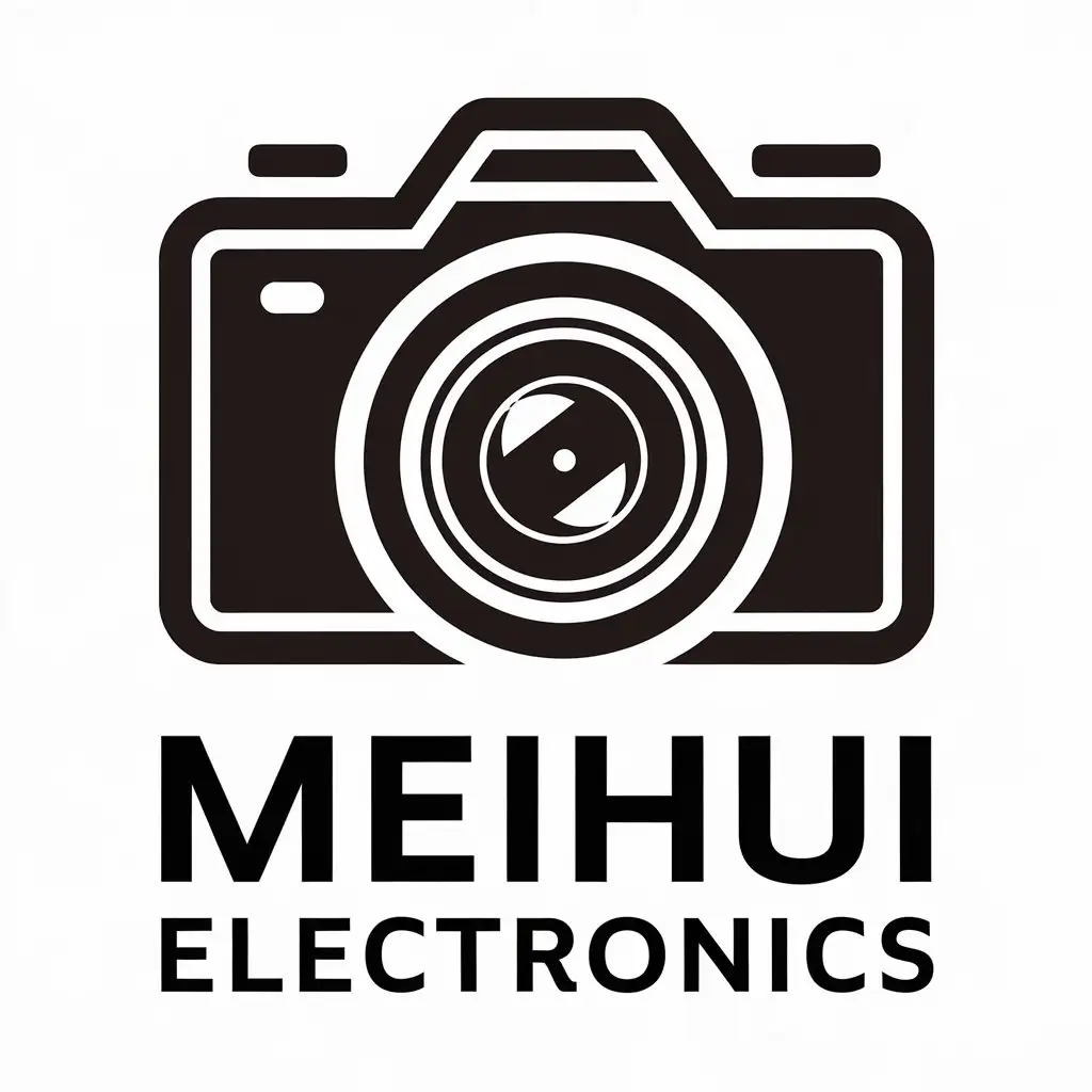 a vector logo design,with the text "meihui electronics", main symbol:digital camera,Moderate,be used in Technology industry,clear background