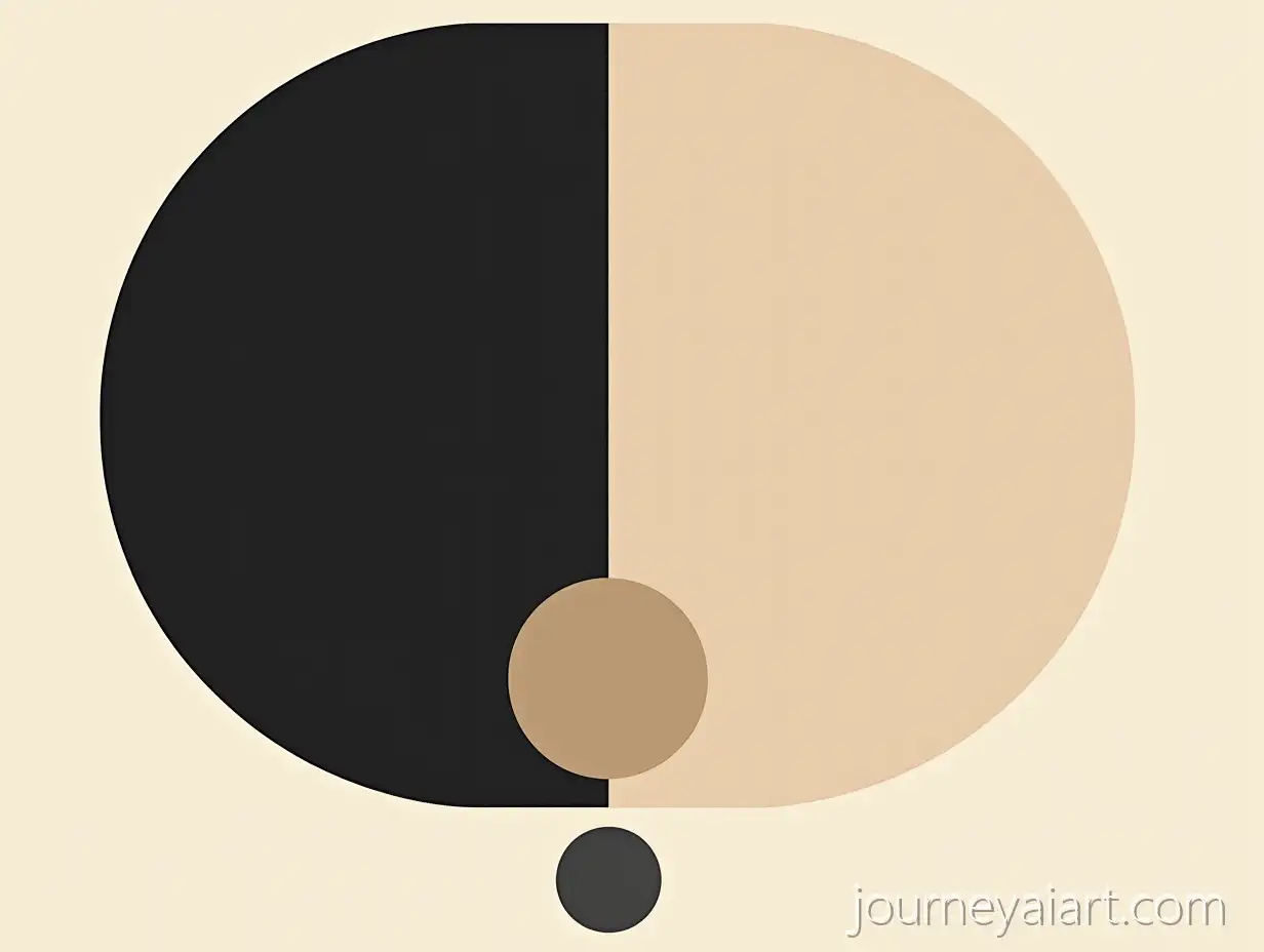 Geometric-Abstract-Art-with-Black-Circle-and-Beige-Squares