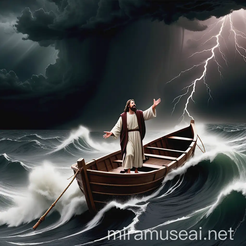 Miraculous Calming of the Storm by Jesus on the Sea of Galilee