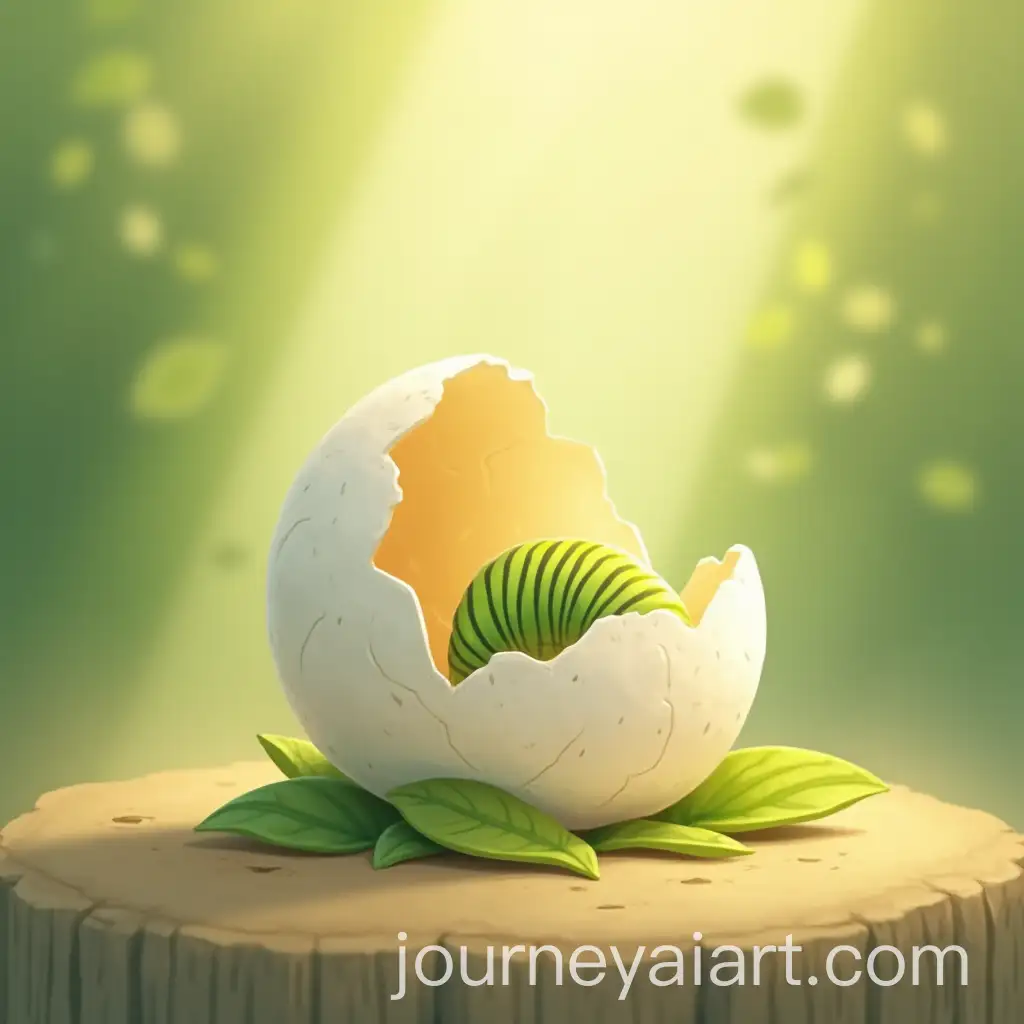 Delicate-Caterpillar-Emerging-from-Egg-Amidst-Greenery