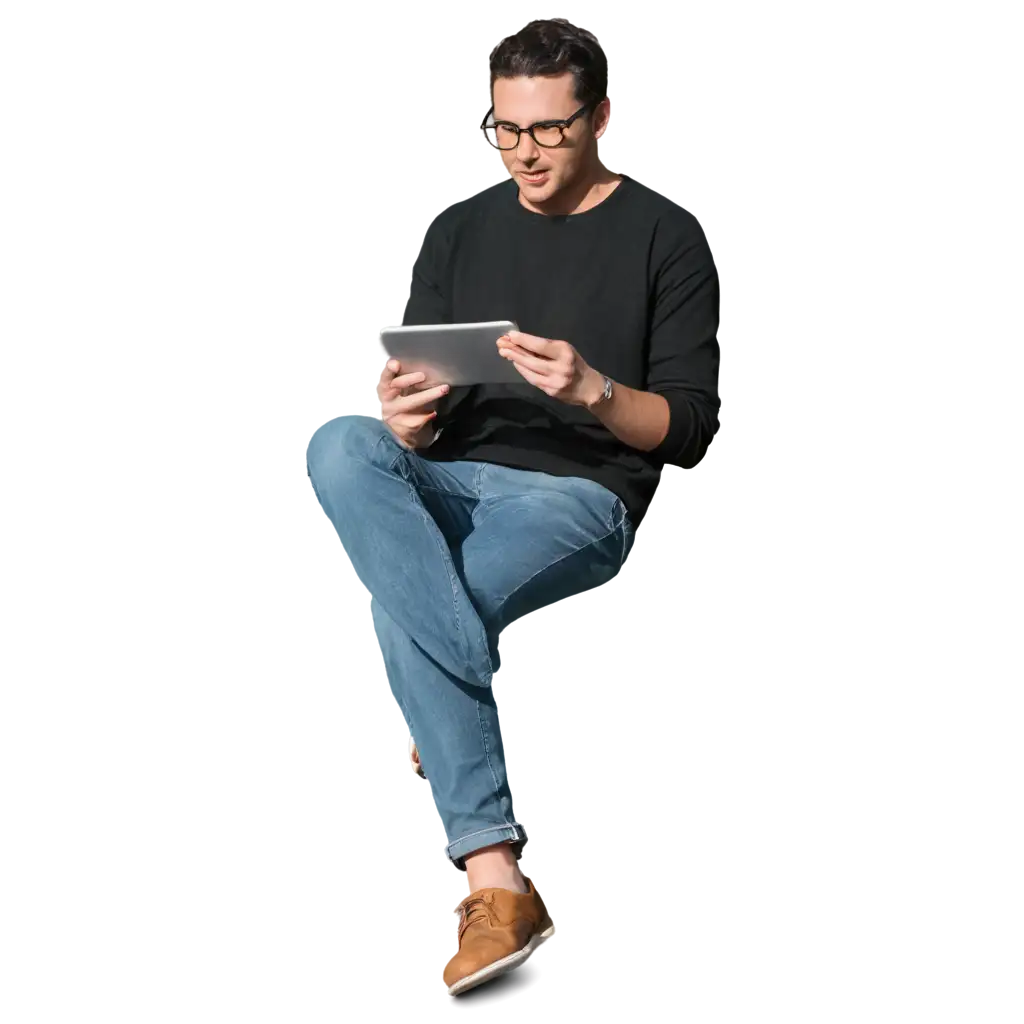 HighQuality-PNG-Image-of-a-Guy-with-Glasses-Playing-Games-on-an-iPad