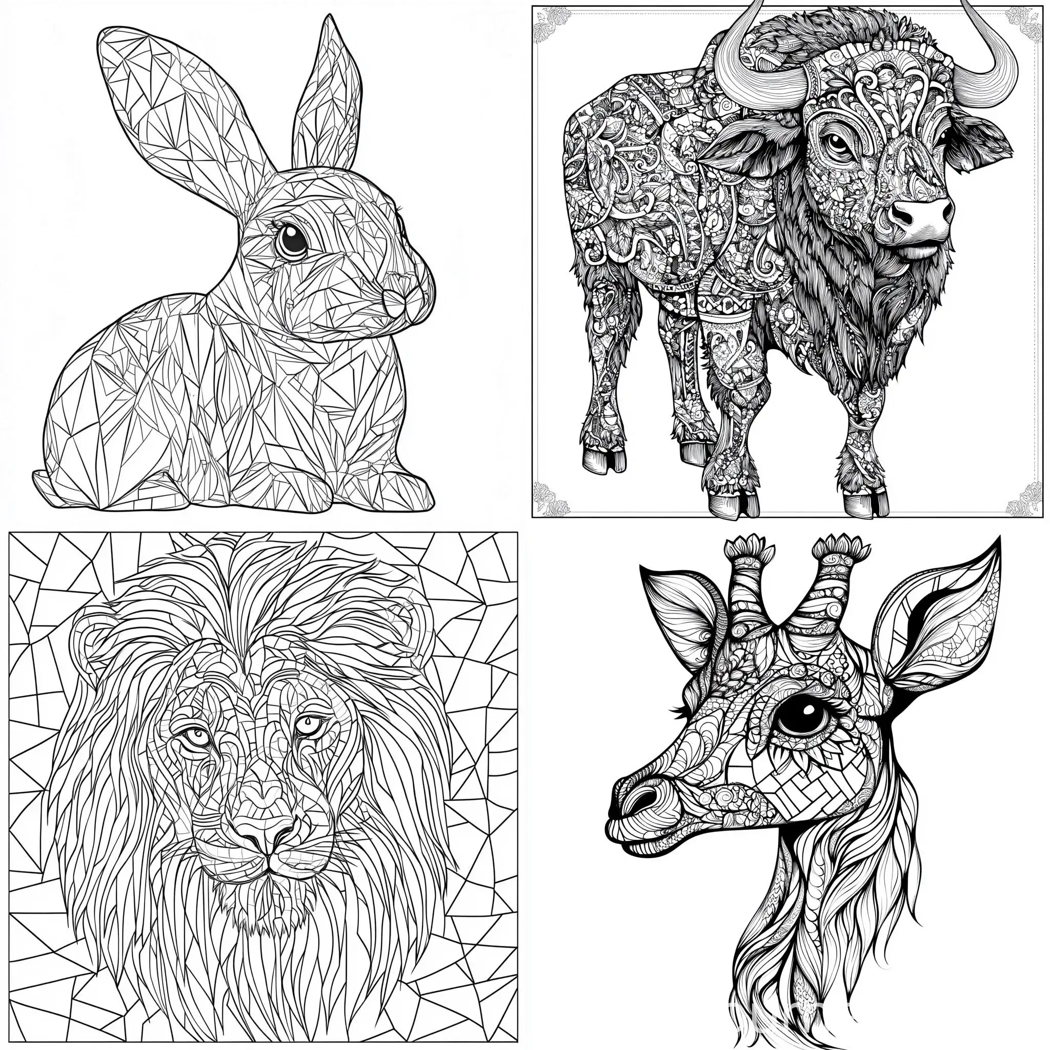 Detailed-Black-and-White-Animal-Mosaic-Patterns-for-Adult-Coloring-Book