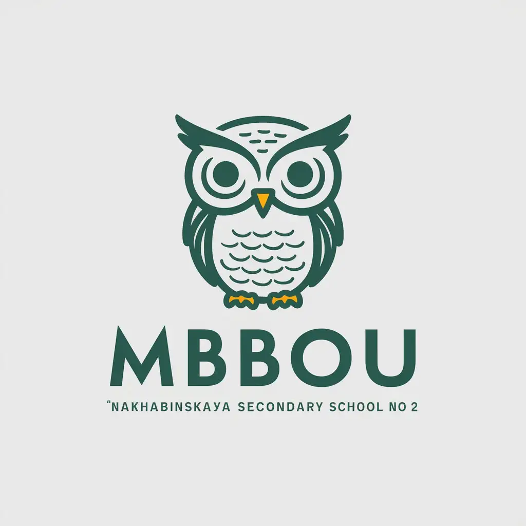 a vector logo design,with the text "MBOU "Nakhabinskaya Secondary School No2"", main symbol:owl,Moderate,be used in Education industry,clear background