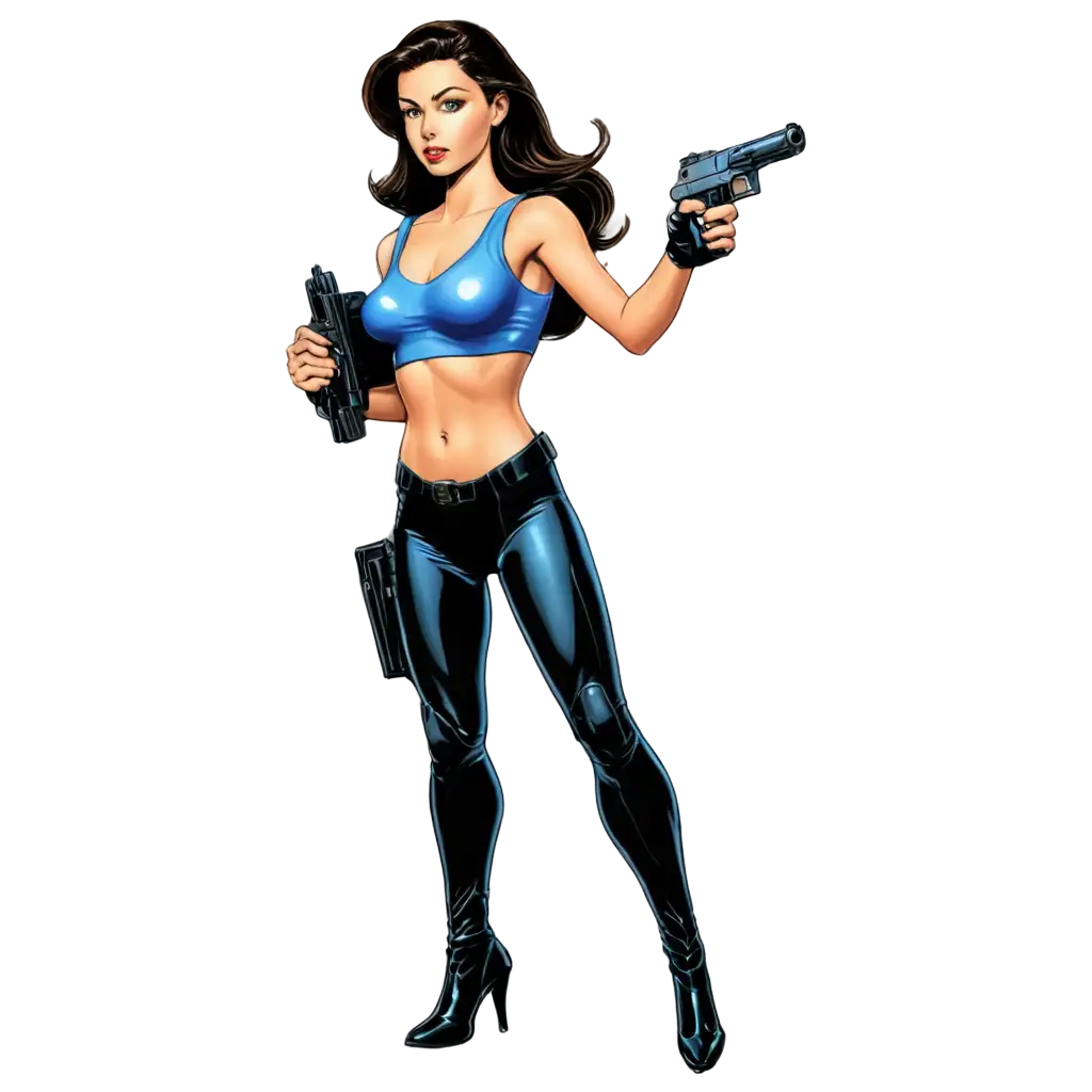 Futuristic-90s-Comic-SciFi-Action-Woman-with-Gun-HighQuality-PNG-Image