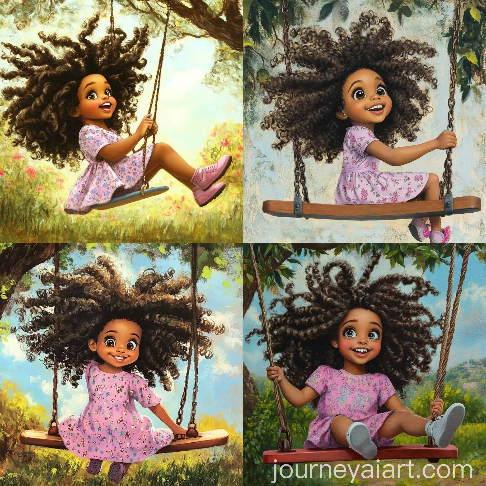 African-American-Girl-Swinging-on-Seesaw-Under-Mango-Tree