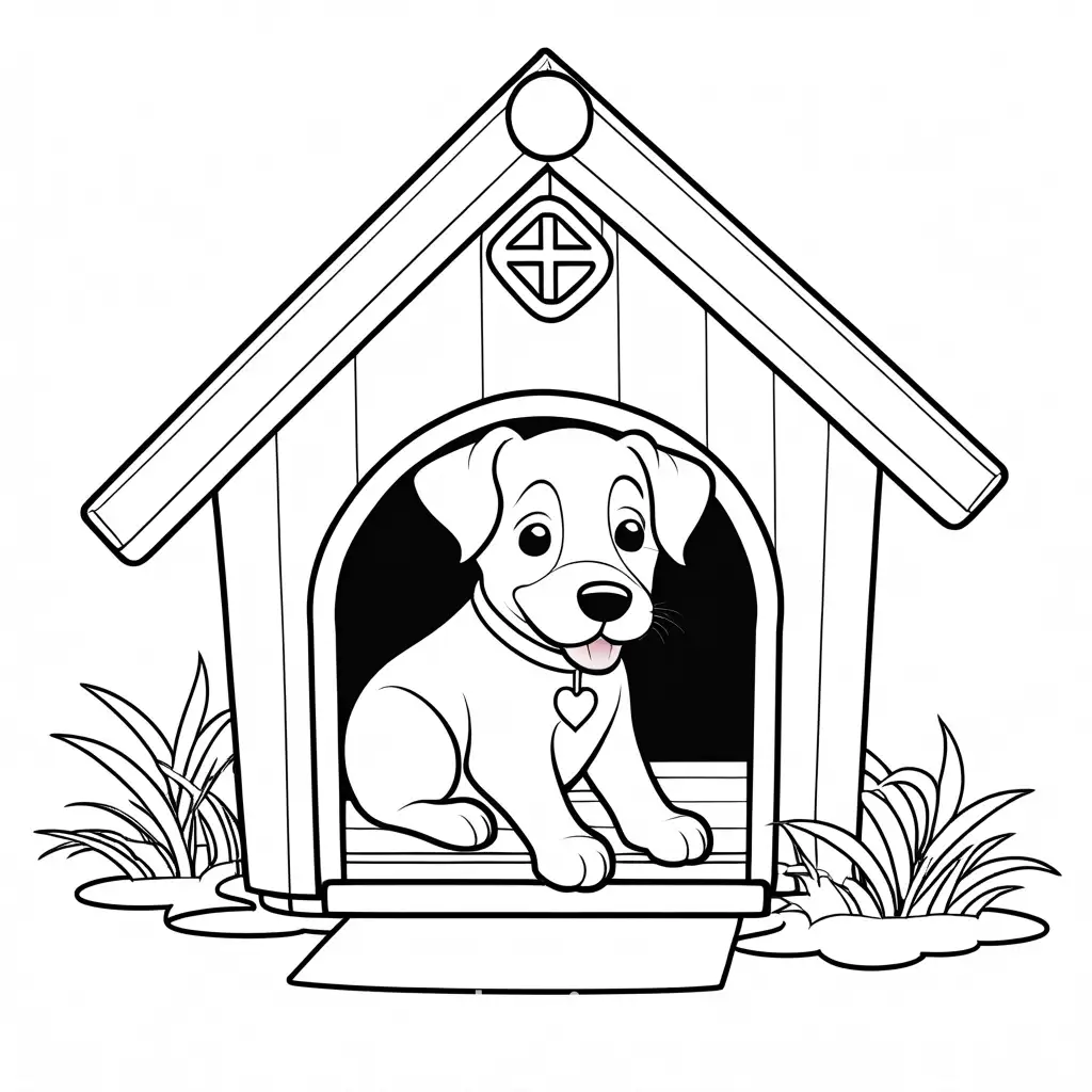 Cartoon-Dog-in-Doghouse-Coloring-Page