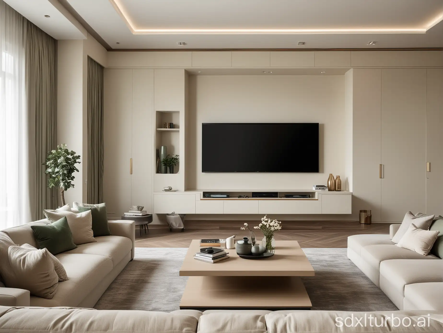 Luxurious-Kuwaiti-Apartment-Entertainment-Room-with-HighTech-TV-and-Plush-Sofa