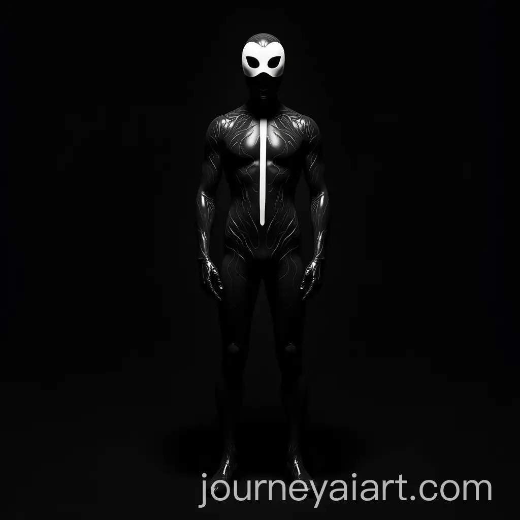 Futuristic-Masked-Figure-in-Marbled-Black-Suit-with-Bold-White-Emblem