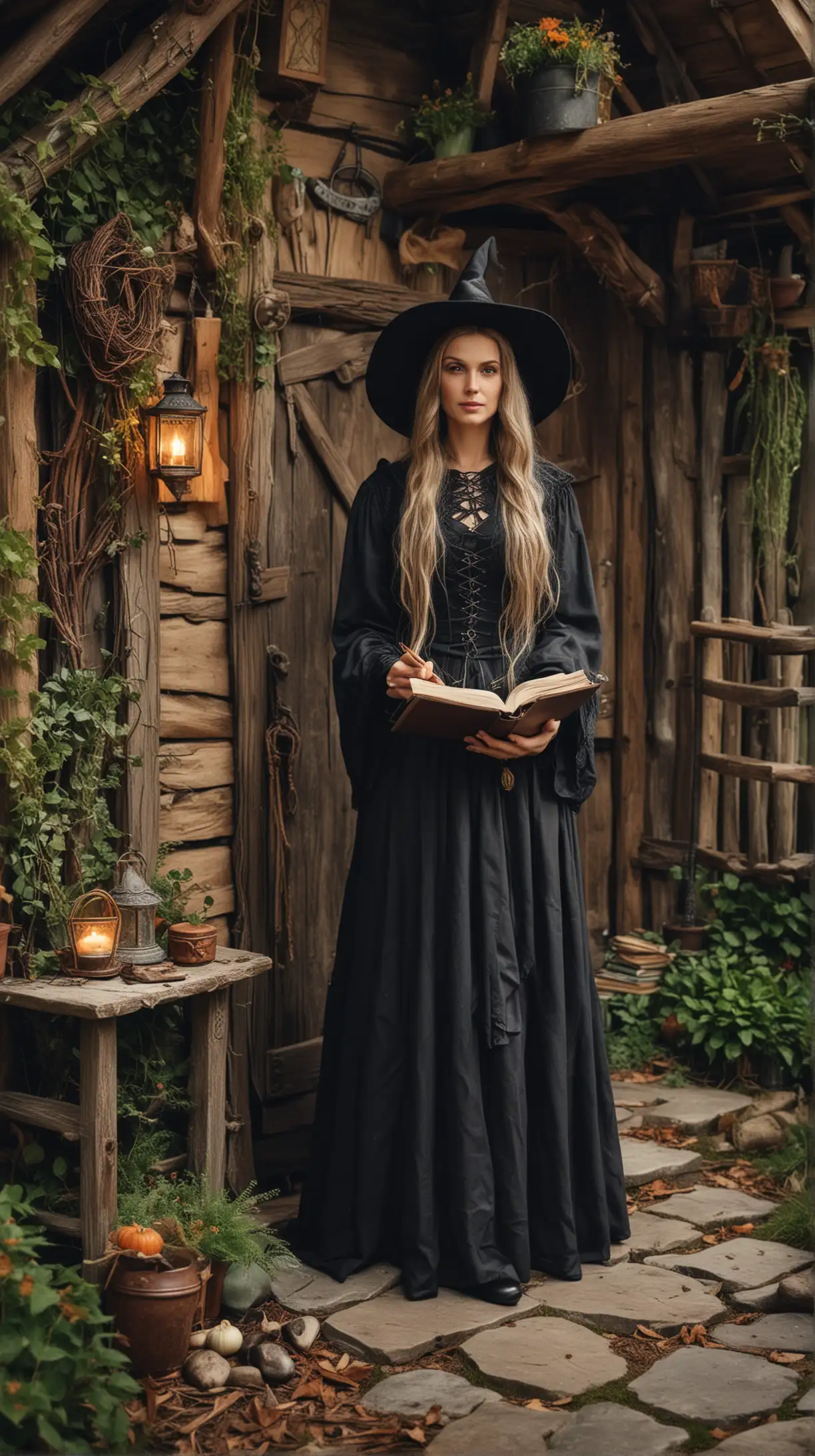 Enchanted Cottage Mother Nature Witch with Spell Book