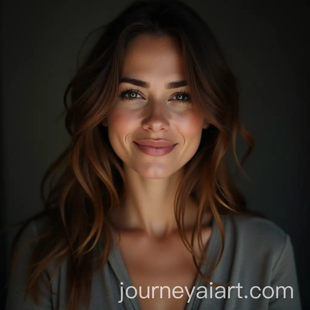 Confident-Woman-Smirking-with-Disgust-Looking-Below-Camera