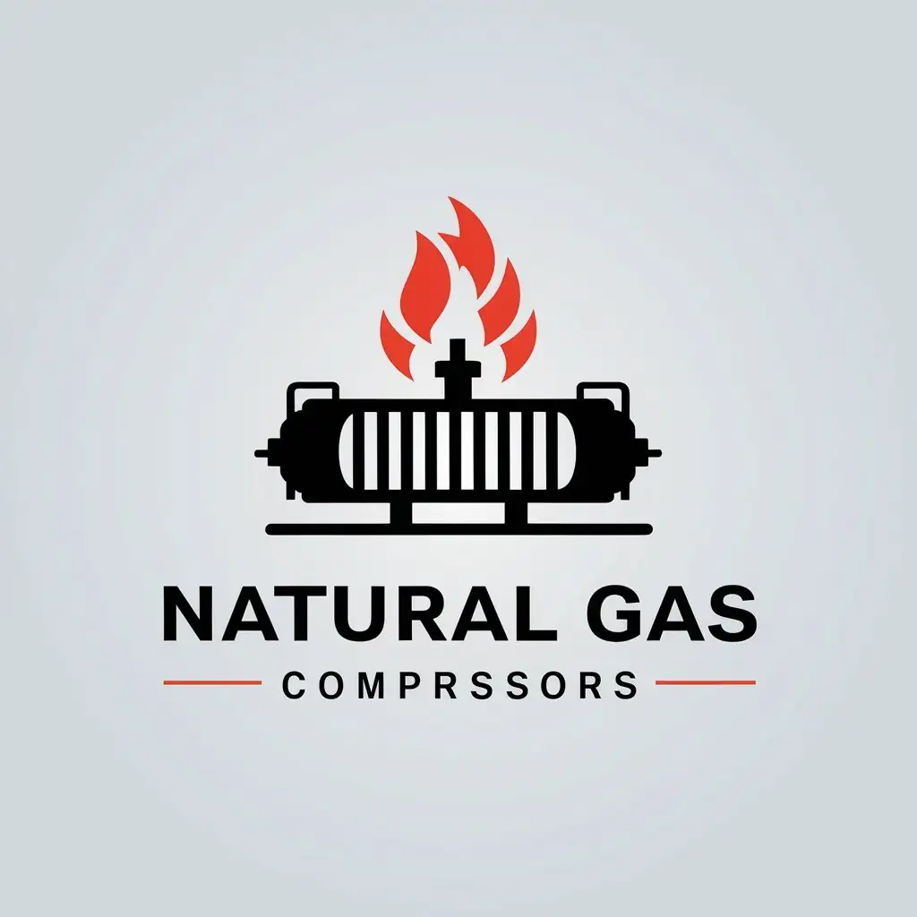 LOGO Design For Natural Gas Compressors Minimalistic Vector Logo with Gas and Compressor Fire Symbols