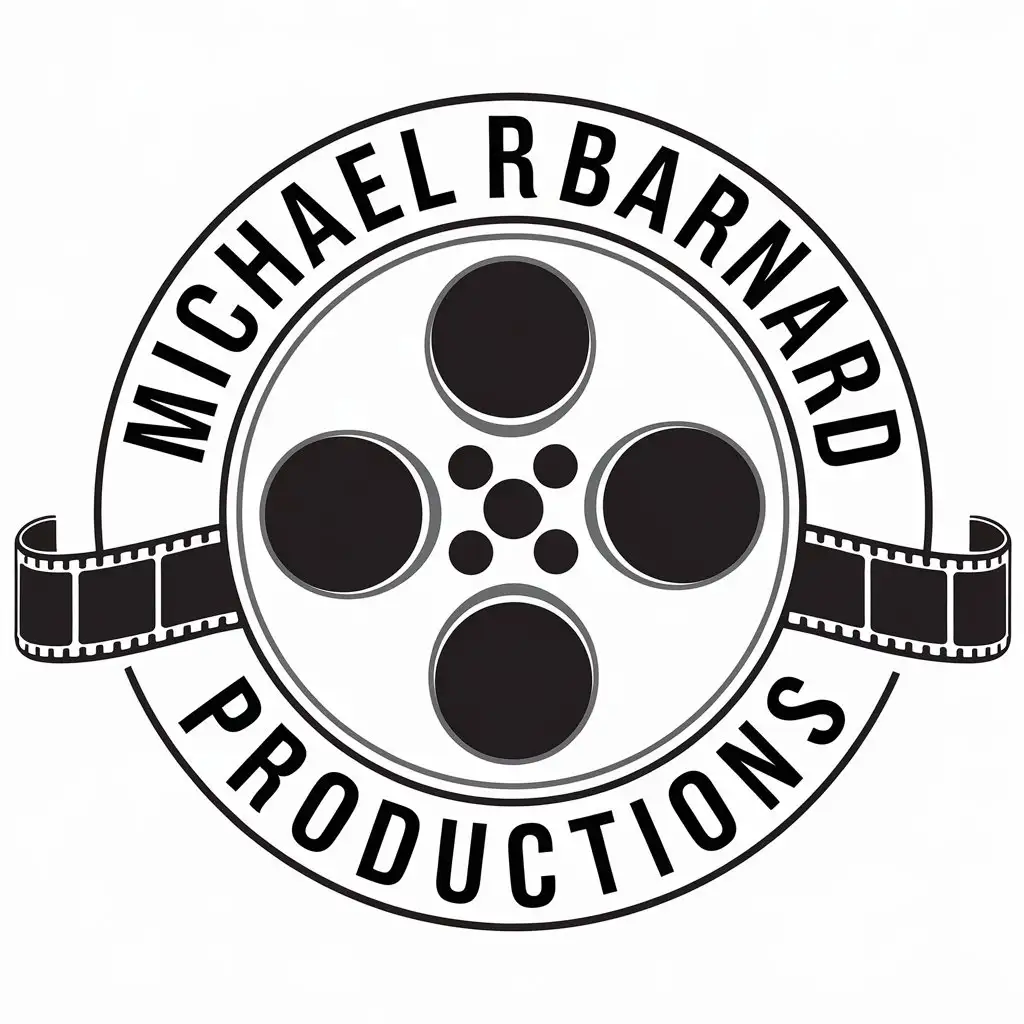 LOGO-Design-for-MICHAEL-R-BARNARD-PRODUCTIONS-Movie-Reel-Icon-with-Modern-Typography