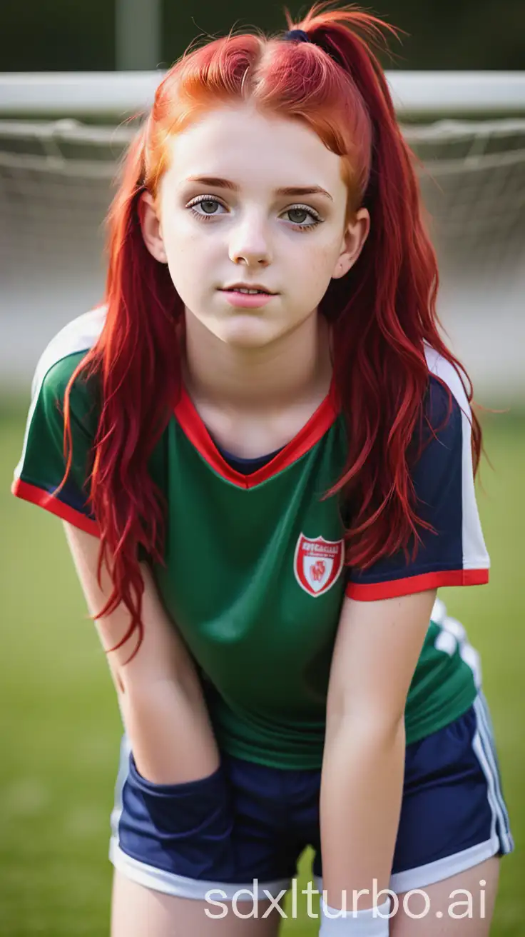 Teenage-Girl-in-Football-Shorts-with-Red-Hair