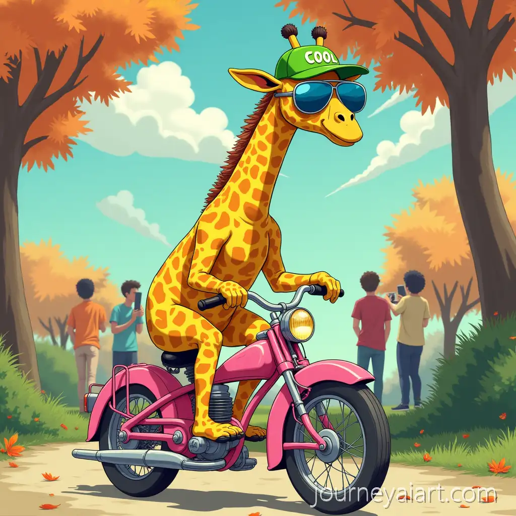 Anime-Giraffe-Riding-a-Pink-Bicycle-in-a-Sunny-Park-Scene