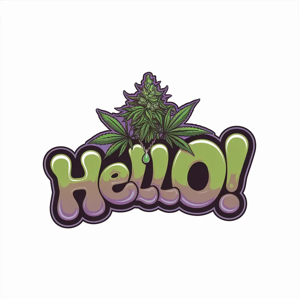 LOGO Design for HELL0 Female Cannabis Plant with Bold Typography for Clothing Brand