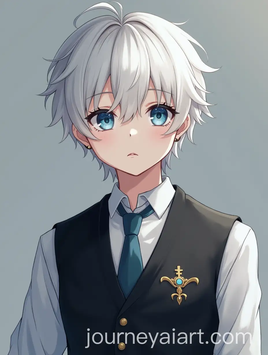 Boy-with-White-Hair-and-SkyBlue-Eyes-in-Black-Waistcoat