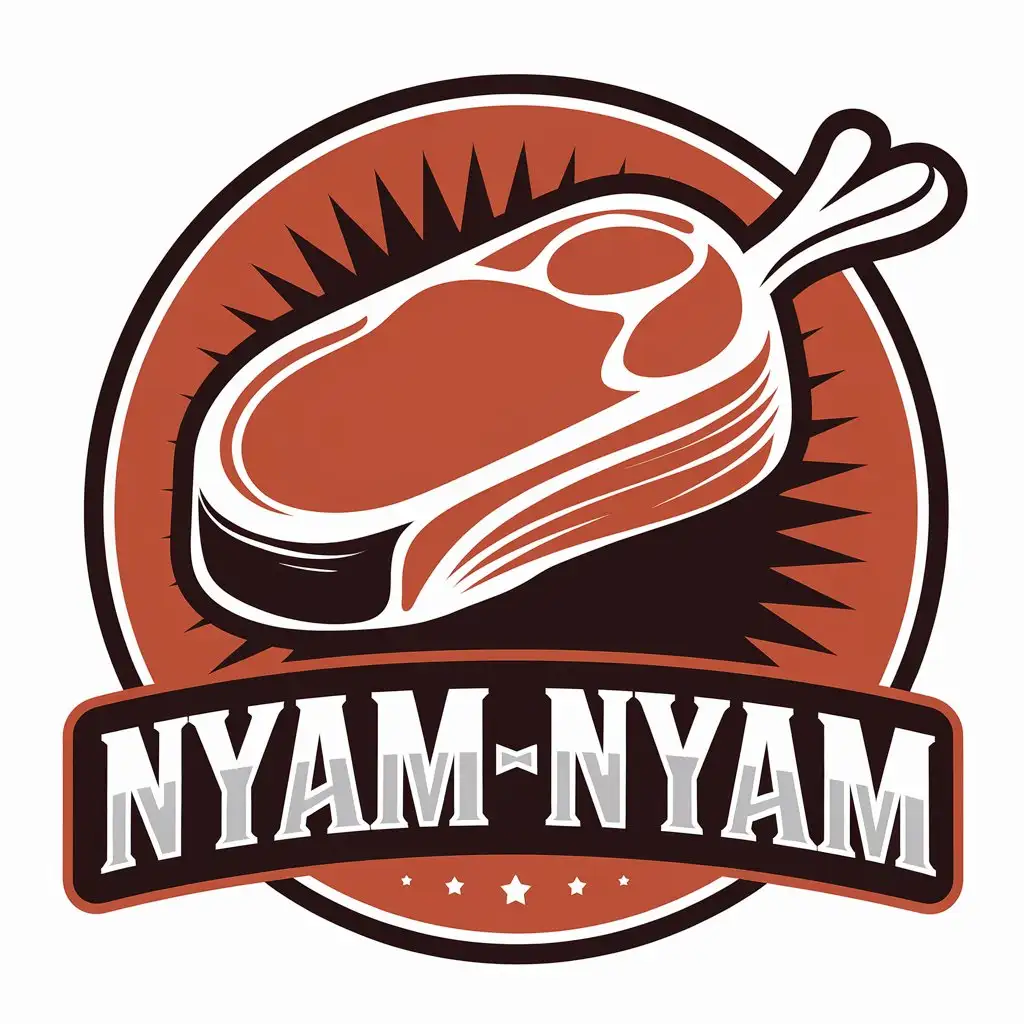 LOGO-Design-for-Nyamnyam-Appetizing-Meat-Steak-with-Clear-Background