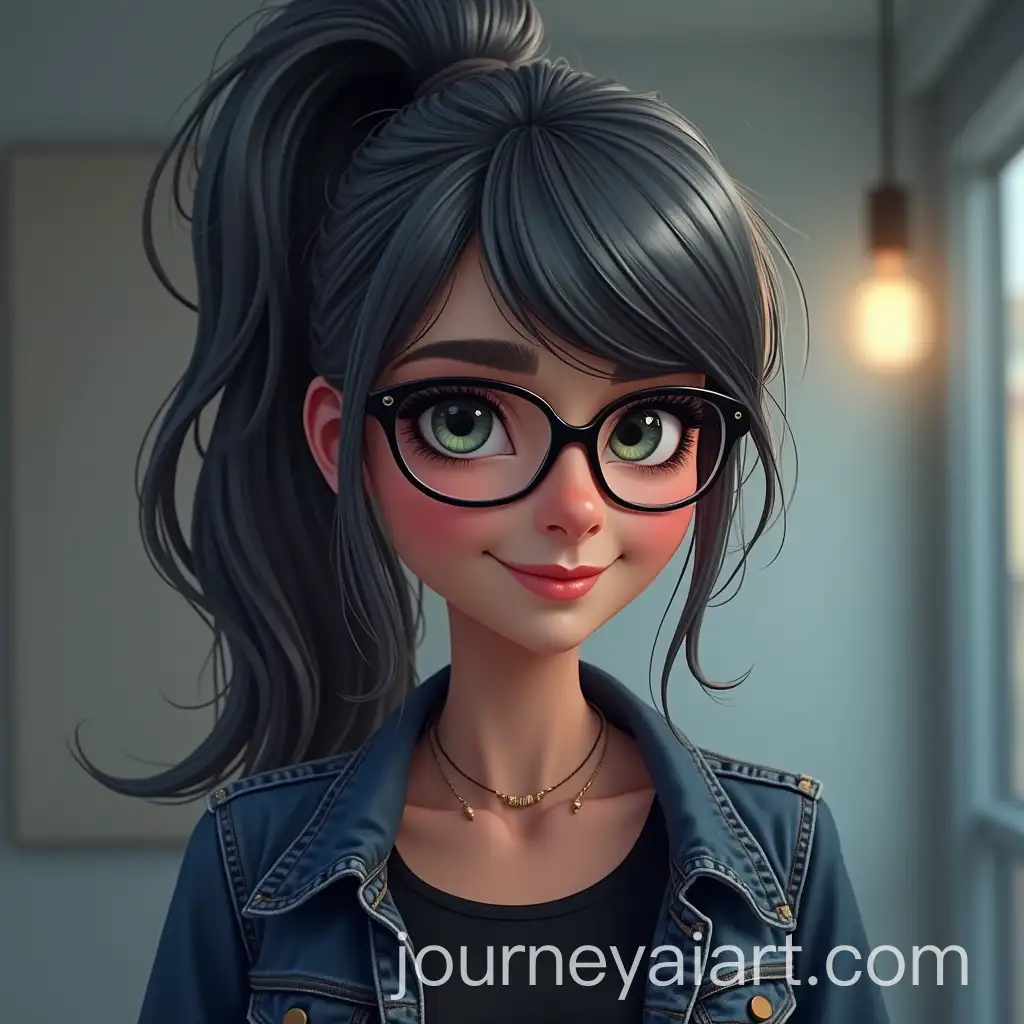 Stylish-Woman-with-Dark-Gray-Hair-and-Glasses-in-a-Vibrant-Avatar-Style