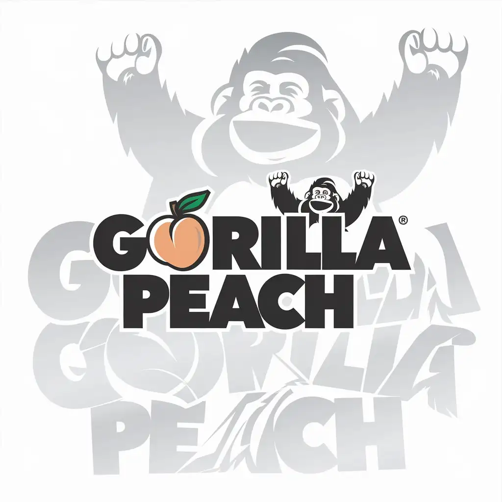 LOGO Design for Gorilla Peach Happy Friendly Gorilla Party with Peach Symbol Events Industry