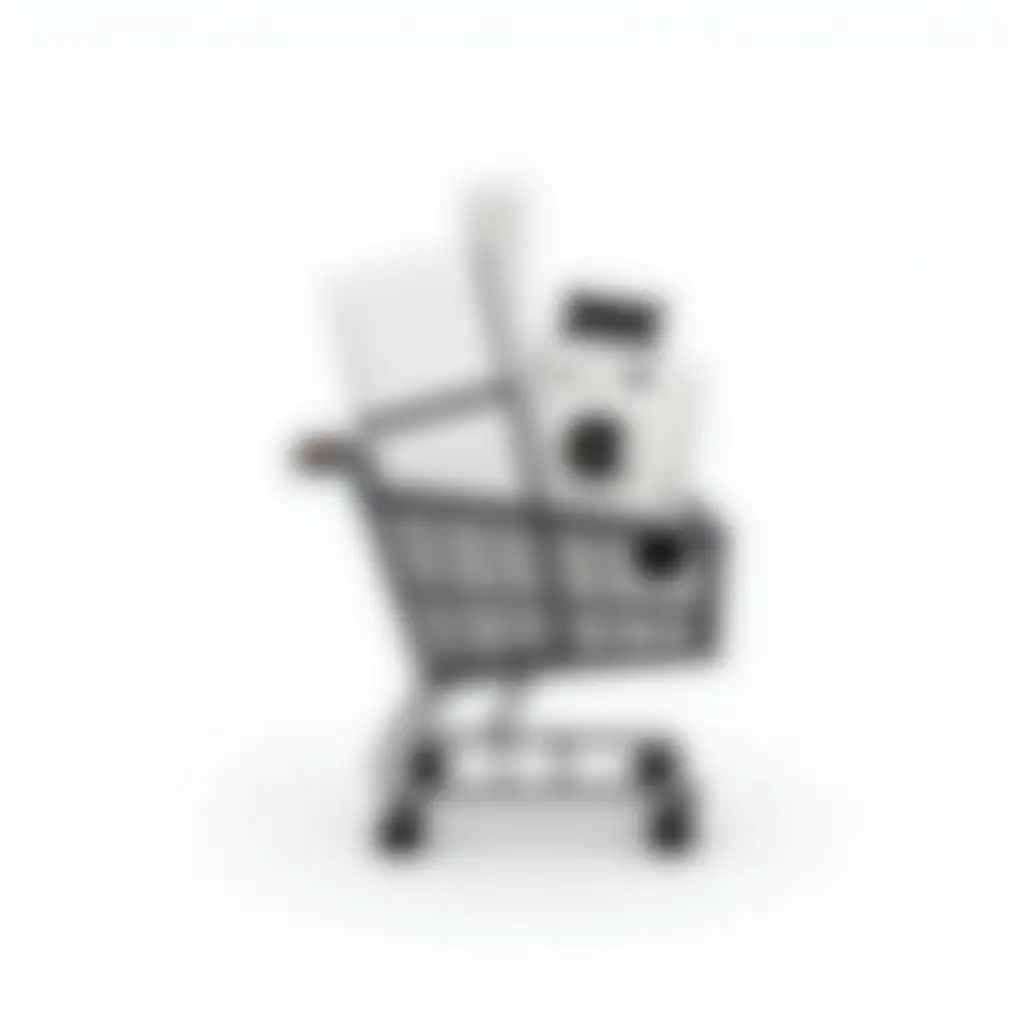 Shopping-Cart-with-Household-and-Electrical-Appliances-on-White-Background