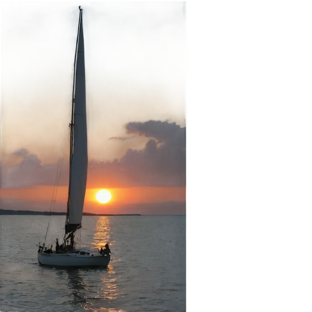 A sailboat at sunset