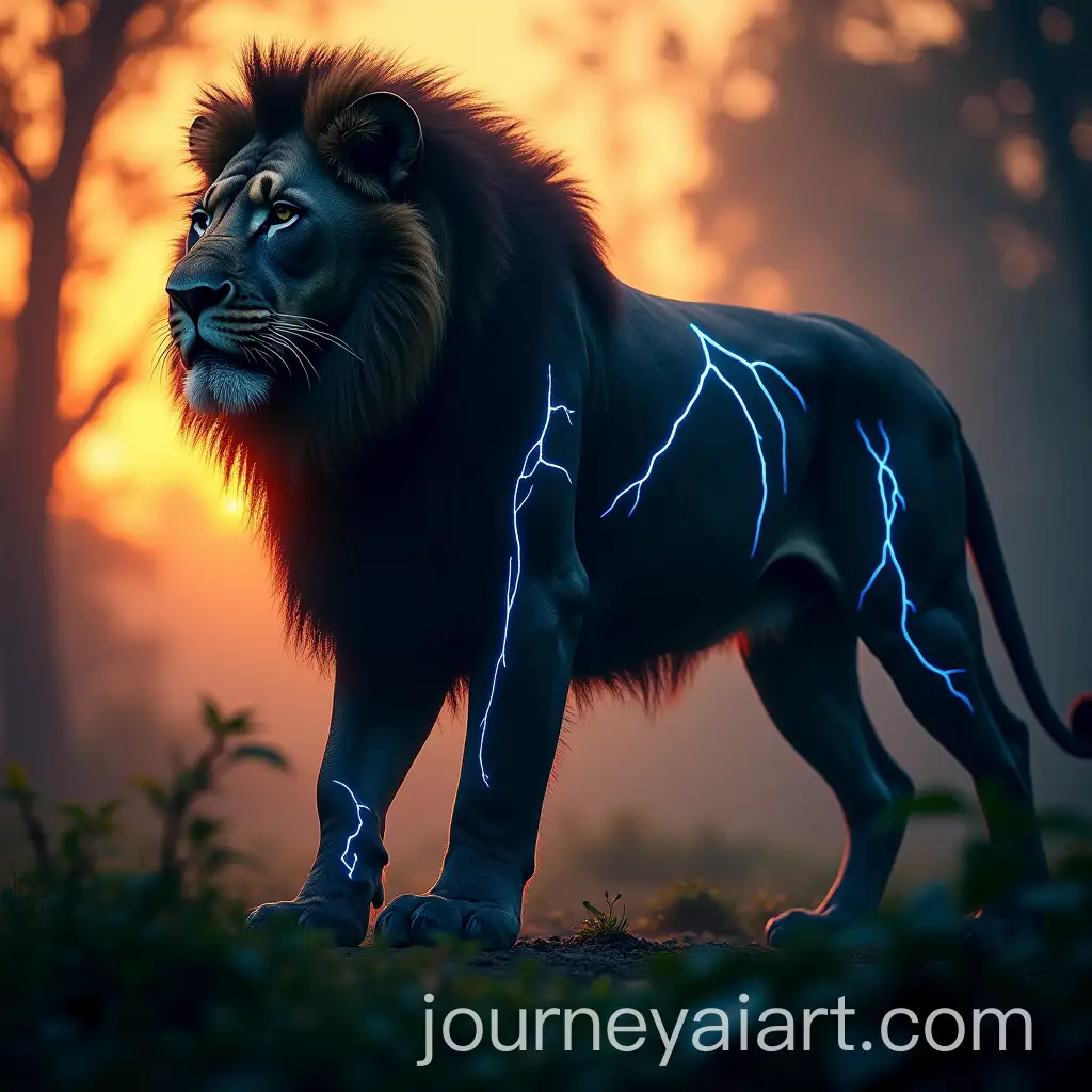 Majestic-LionVenom-Hybrid-in-a-Jungle-at-Sunset