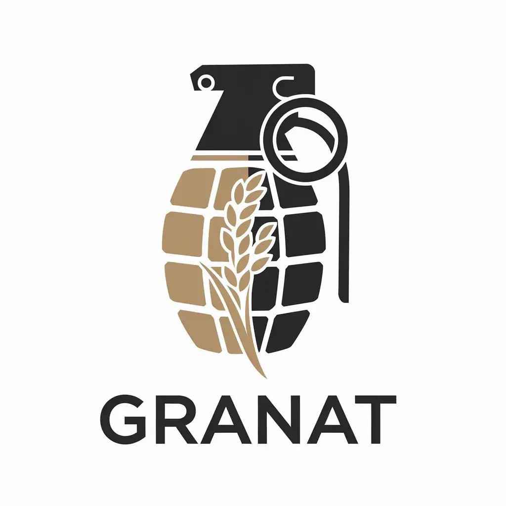 LOGO Design for Granat Vector Style with Grenade and Rice Plant Symbol