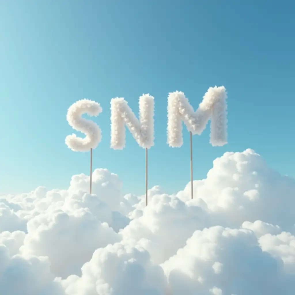 letters SNM stick in the sky there are clouds