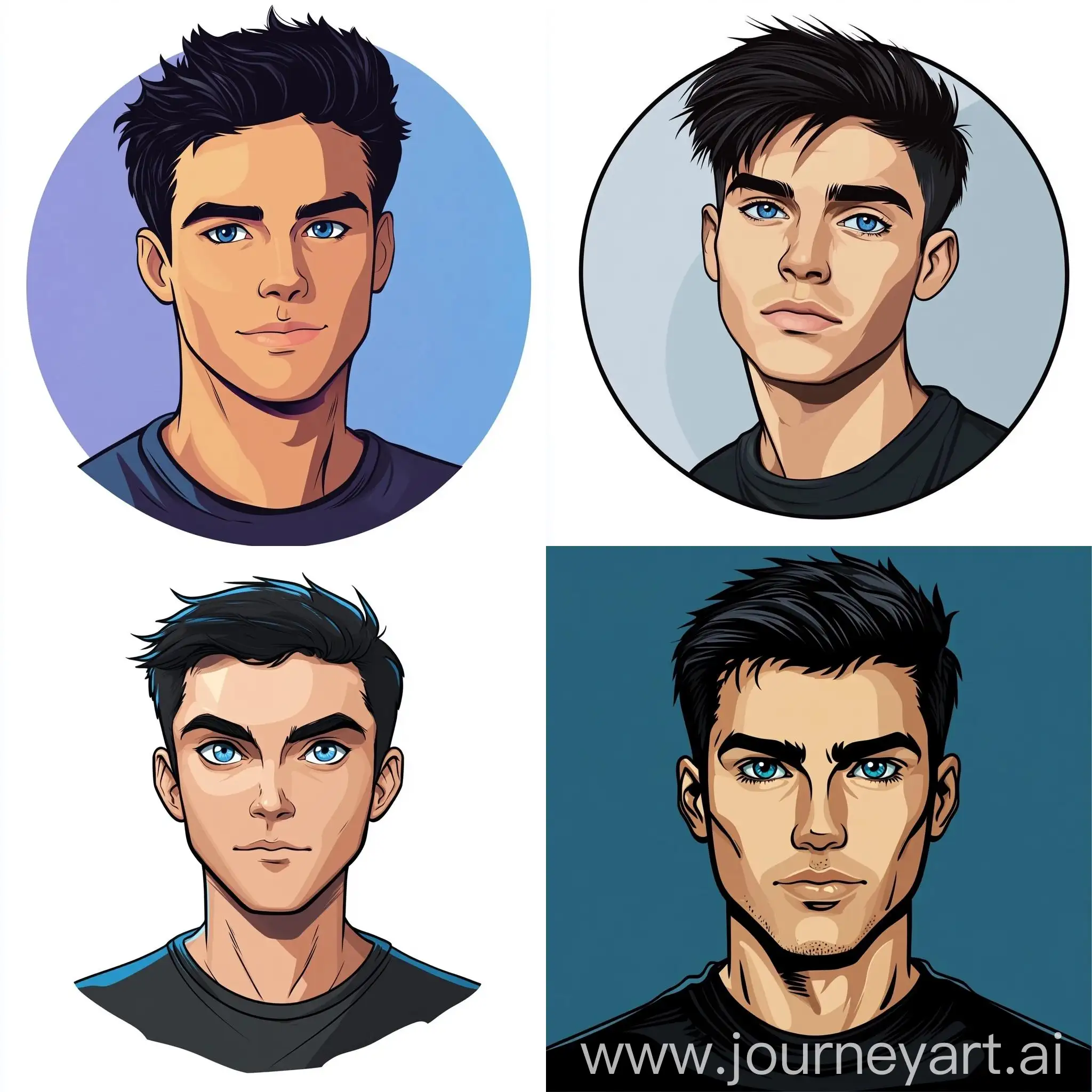 Freelancer-Logo-Design-Modern-Guy-with-Short-Black-Hair-and-Blue-Eyes