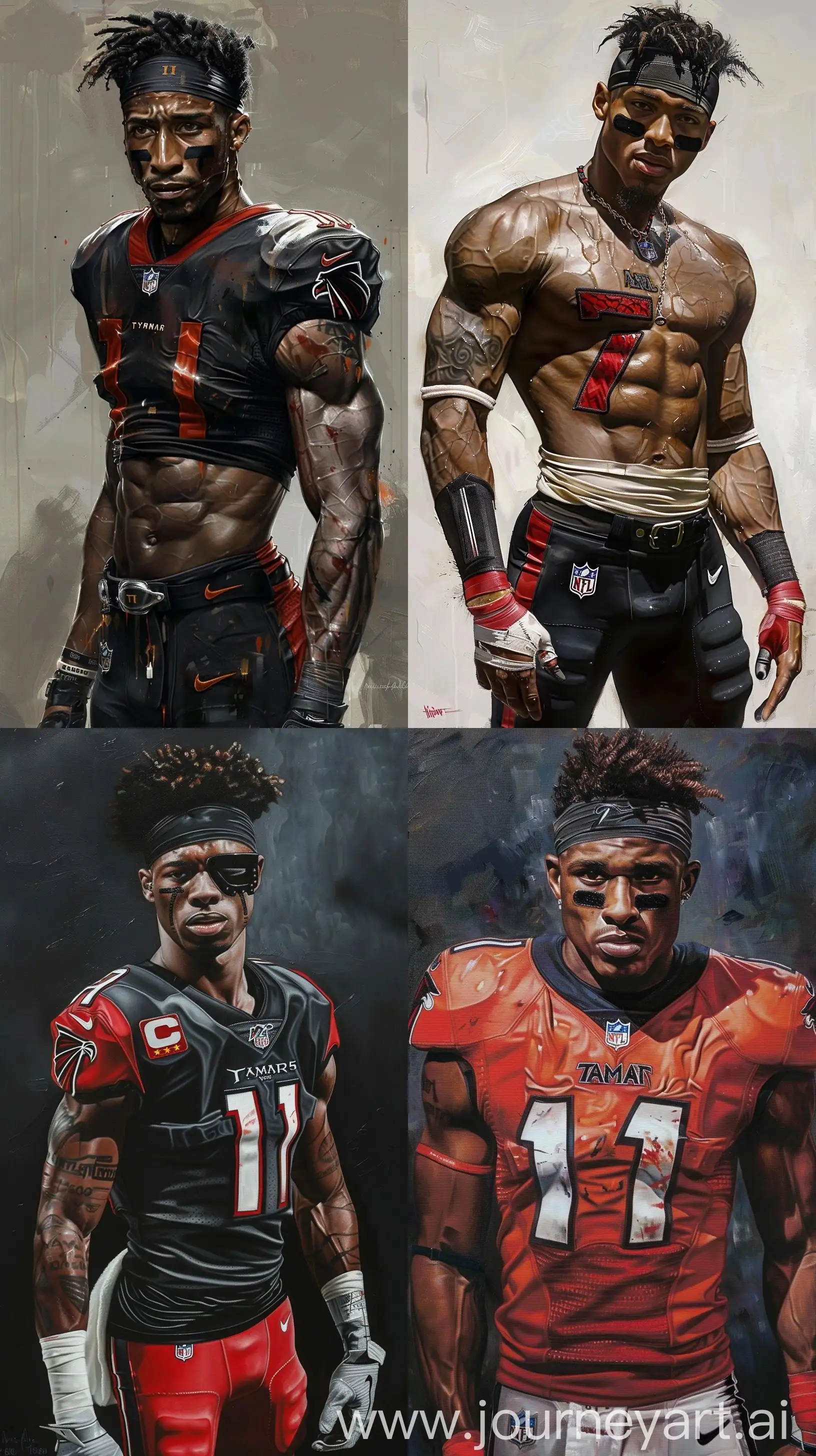 NFL-Player-Yamar-Thompson-in-Action-Surrealistic-Oil-Painting