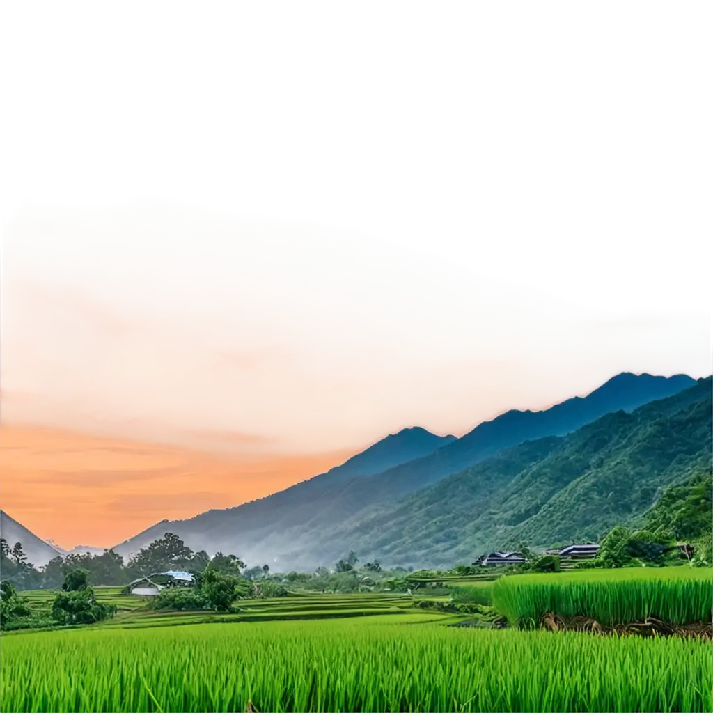 Stunning-PNG-Image-of-Beautiful-Scenery-Surrounded-by-Rice-Fields-and-Mountains-for-HighQuality-Visuals