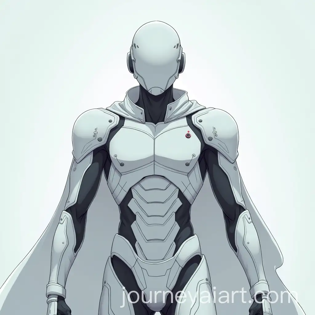 Man-in-White-Robotic-Armor-with-Cape-in-Anime-Style