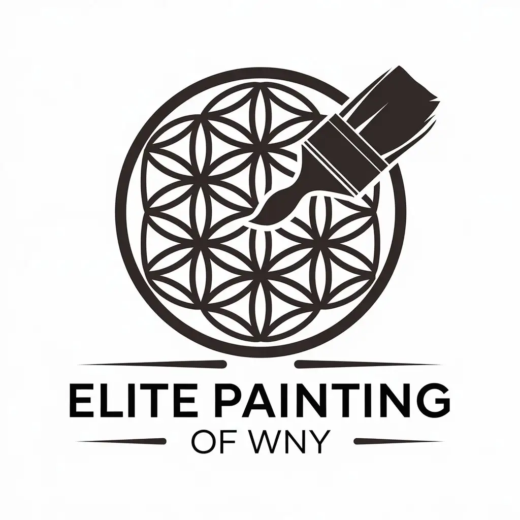 LOGO Design for Elite Painting of WNY Minimalistic Flower of Life with Paintbrush