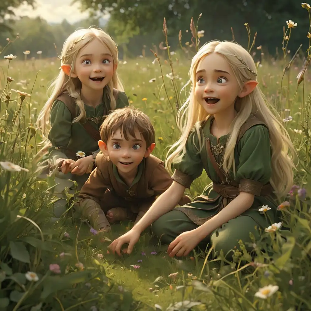 Elven-Children-Playing-in-a-Meadow