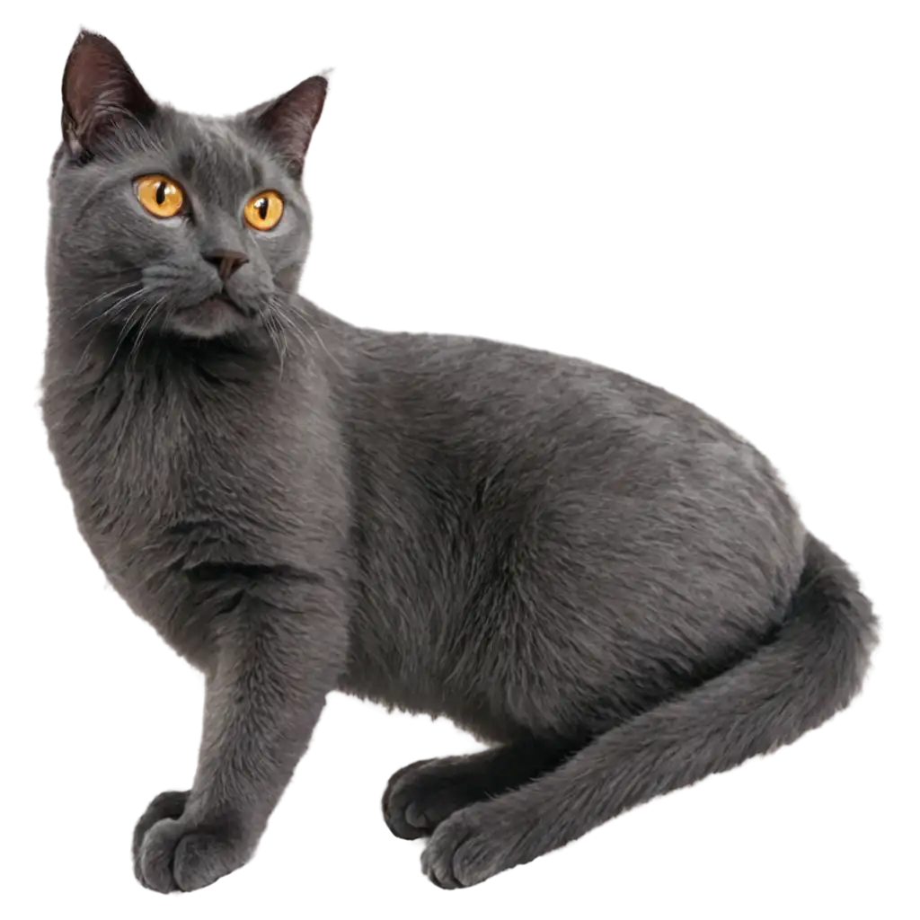 Realistic-Dark-Gray-Cat-with-Amber-Eyes-PNG-High-Quality-Image-for-Versatile-Applications