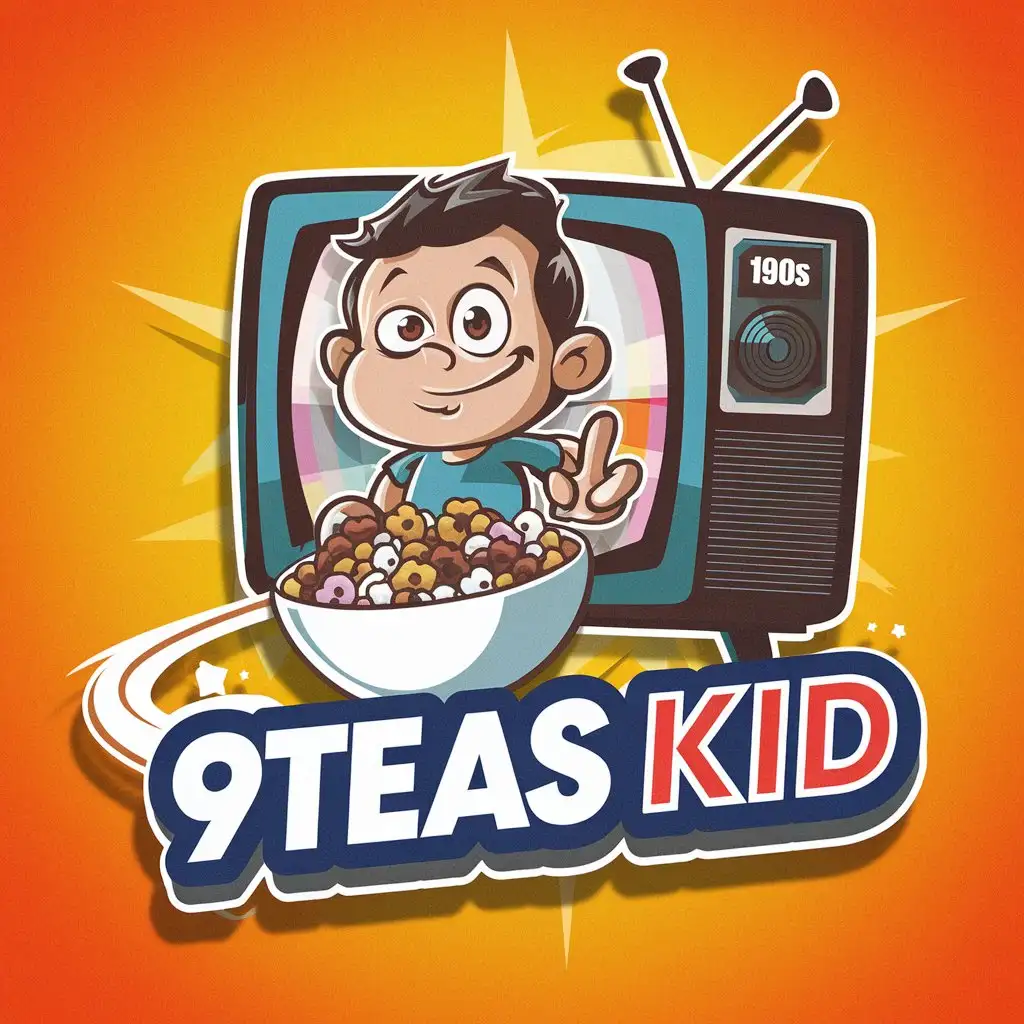 make a logo. brand name is 9teas kid and they are selling milktea, fries, chicken wings, burgers, potato overload , nachos, rice with eggs etc,. the owner is born in 1990’s   nnmake an aesthetic logo 9teas kid. nnshow in the logo that symbolize 1990's nest 2021