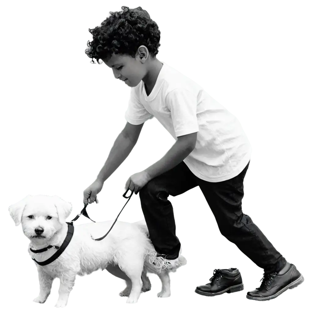 Black-and-White-PNG-Icon-Boy-Trying-to-Ride-Pet-Dog-That-Only-Wants-to-Sit