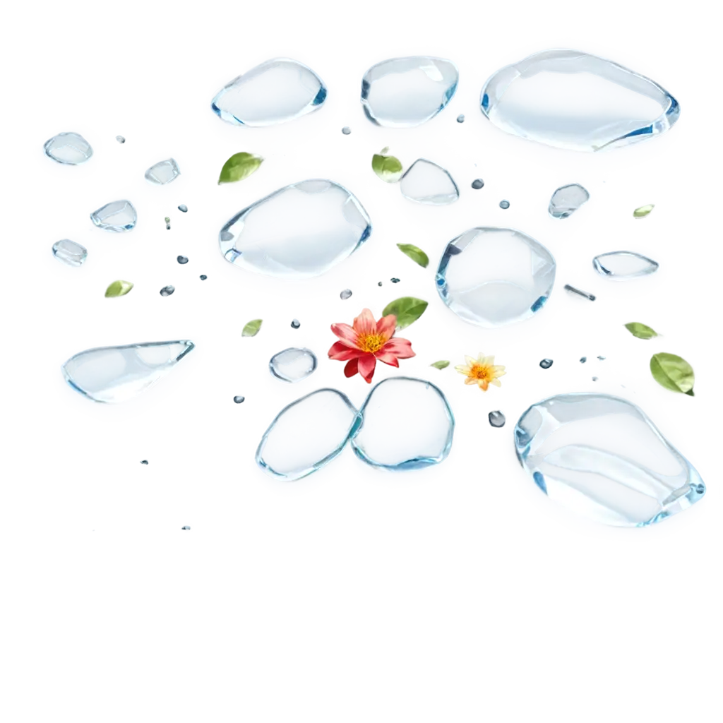 Broken-Glass-with-Spilled-Water-and-Floating-Flower-PNG-HighQuality-Transparent-Image-for-Various-Applications