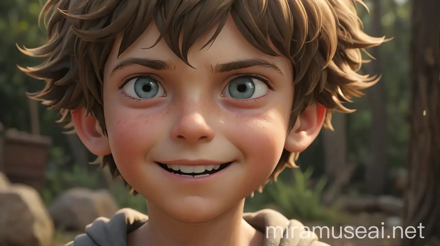 Young Boys Transformation from Frown to Hopeful Smile in Unreal Engine 3D Animation