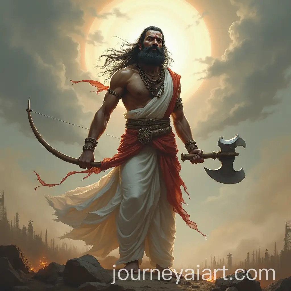 Dramatic-Depiction-of-Lord-Parashurama-Warrior-with-Axe-and-Bow