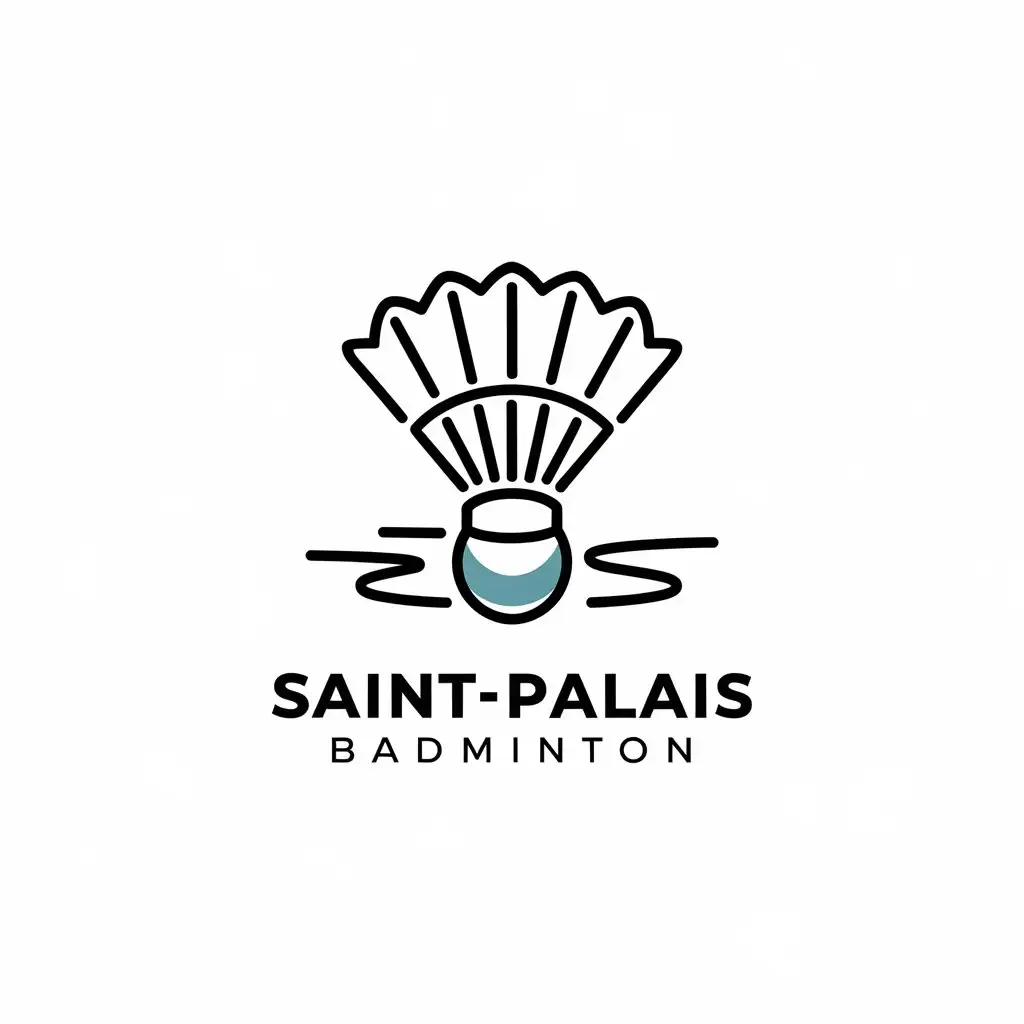 LOGO Design for SaintPalais Badminton Thin Line Art with Minimalist Shuttlecock and Wavy Line Theme