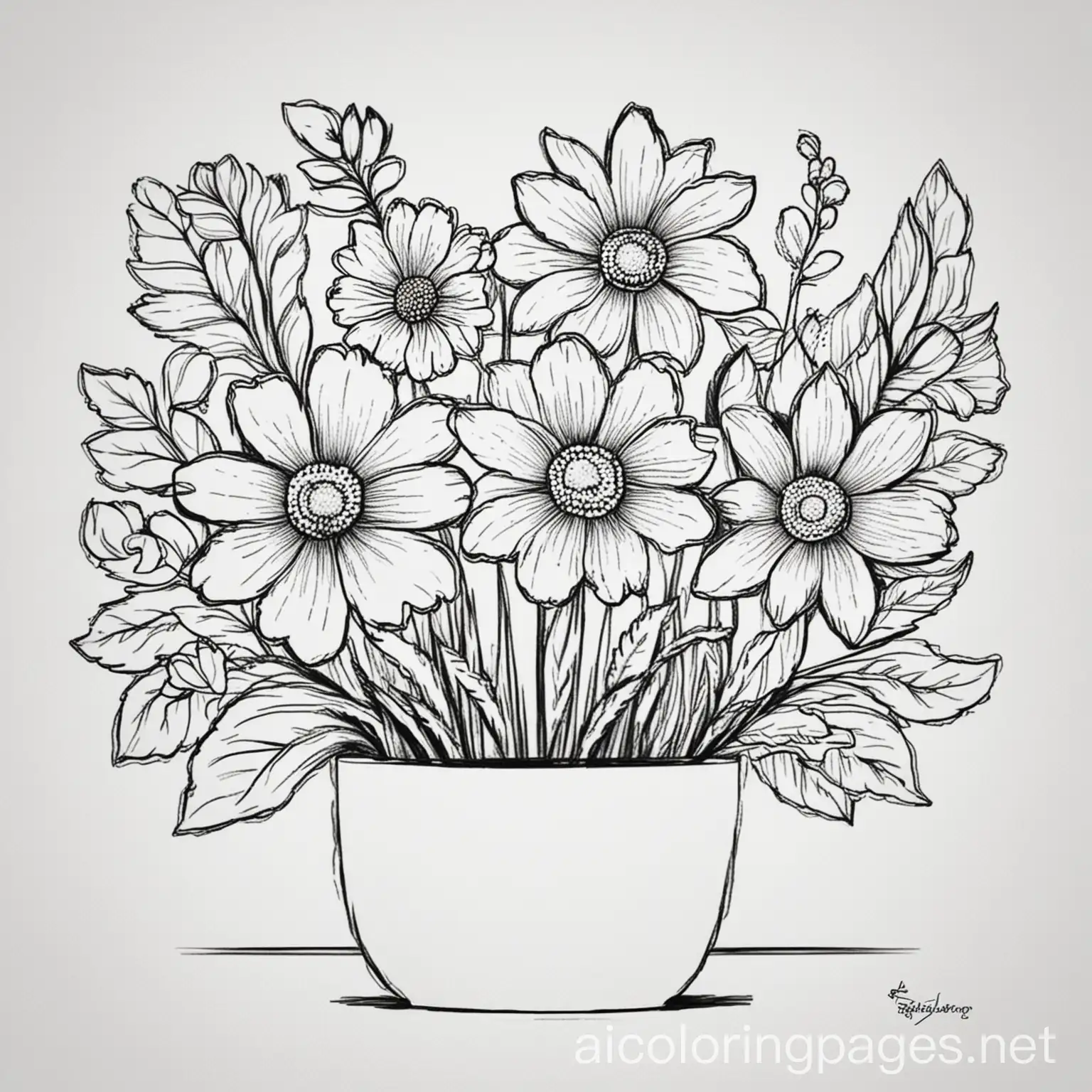 Mindful-Flowers-Coloring-Page-for-Kids-Simple-Line-Art-on-White-Background