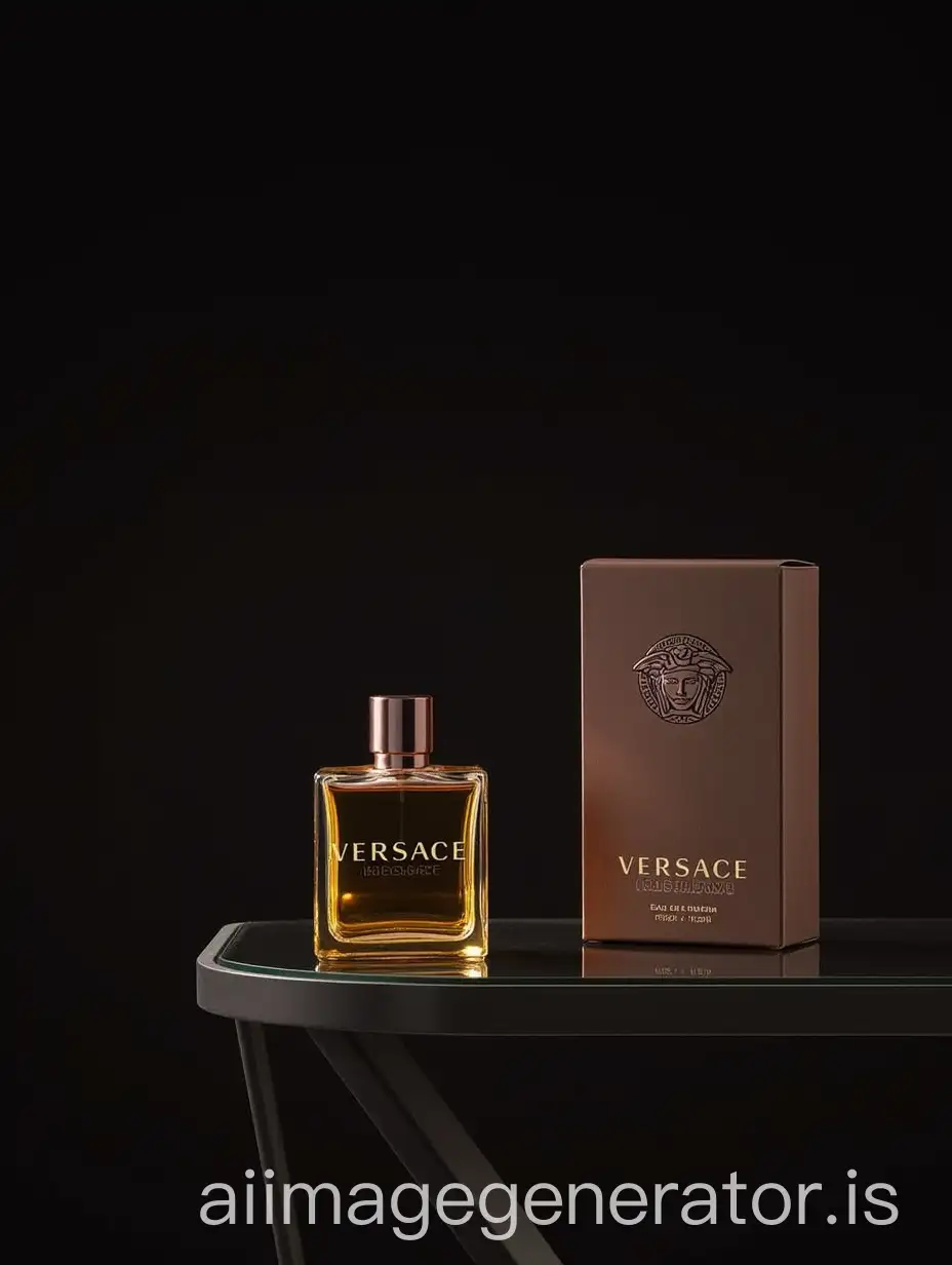 Versace-Eros-Flame-Eau-de-Parfum-Displayed-on-Glass-Table-in-Dim-Light