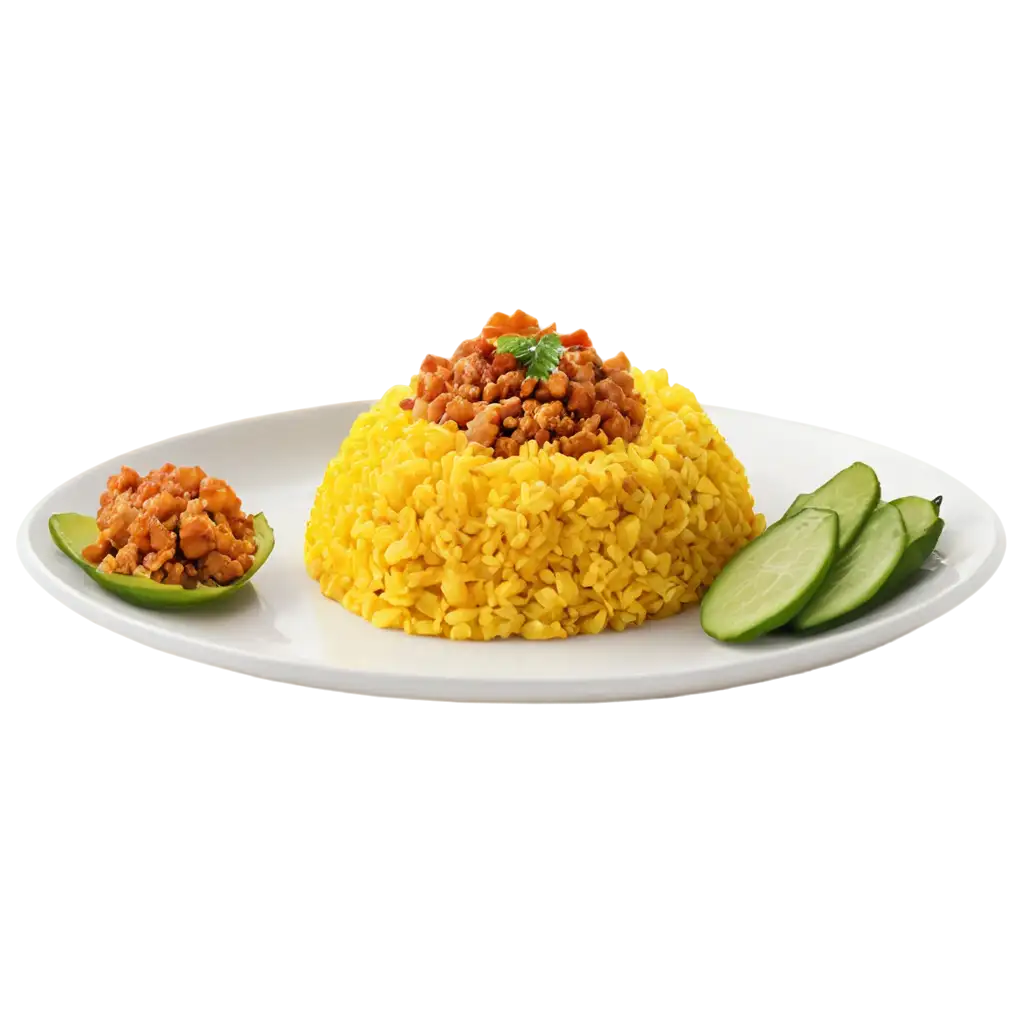 Delicious-Yellow-Rice-with-Fried-Egg-and-Crispy-Tempe-PNG-Image-for-Food-Lovers